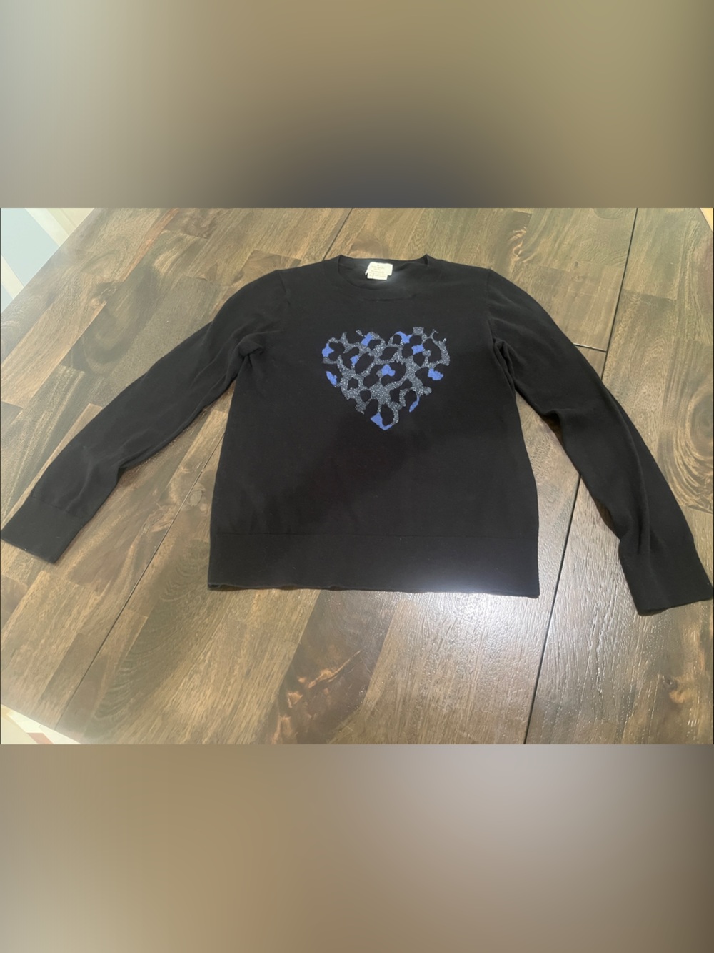 Kate Spade Broome Street Leopart Heart Sweater XS EUC Silk Wool Cotton Nylon